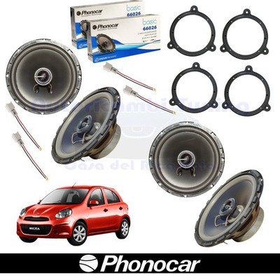 Phonocar 66026 2-Way Coaxial Speakers 165mm 60W for Nissan Micra IV Black