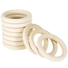 20 PCS 100mm Unfinished Wooden Rings for Craft, 4 inch Diameter Nature Solid ...