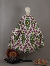 Uzbek Ikat Chapan Handmade Cotton Kimono Kaftan Boho Jacket Robe Festival Coat