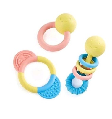 Hape Rattle & Teether Collection 3-Piece Teething Set For Babies E0027 NEW NIB