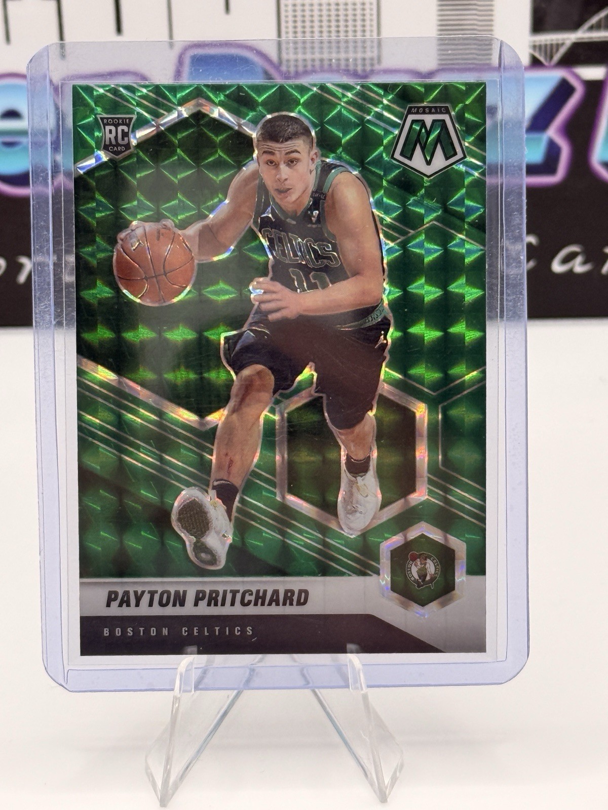 2020-21 Panini Mosaic Green Mosaic Prizm Payton Pritchard RC #210 Boston Celtics