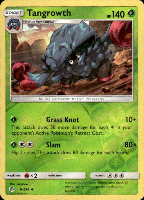 Pokemon Reverse Holo Tangrowth SM - Cosmic Eclipse 6/236 LP