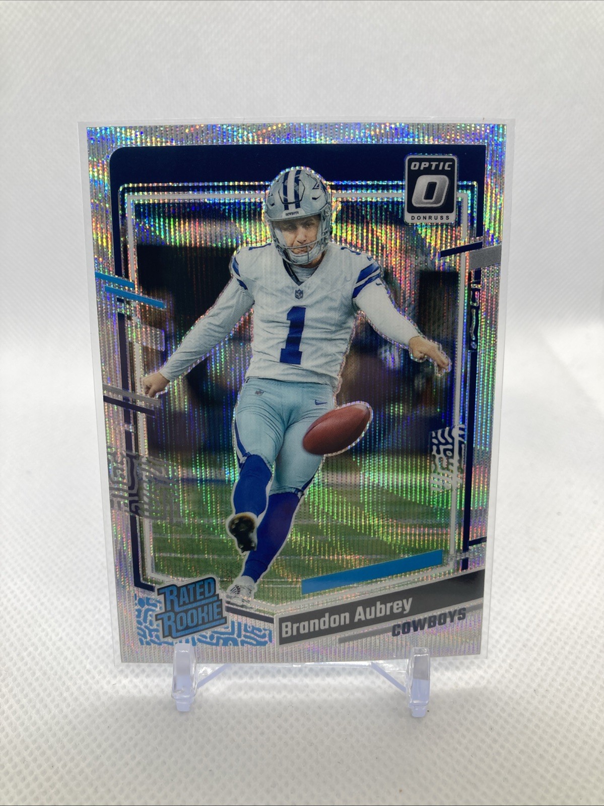 2023 Panini Donruss Optic  Rated Rookie Brandon Aubrey #226 Wave Prizm /300 (RC)