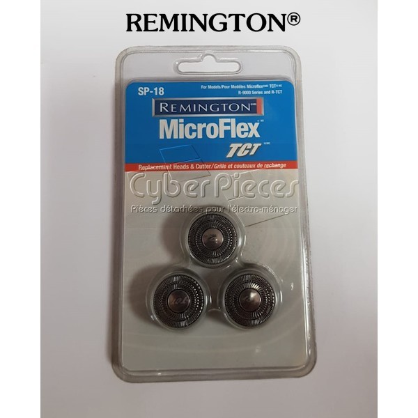 Têtes rotatives Remington SP18 en acier inoxydable pour rasage doux