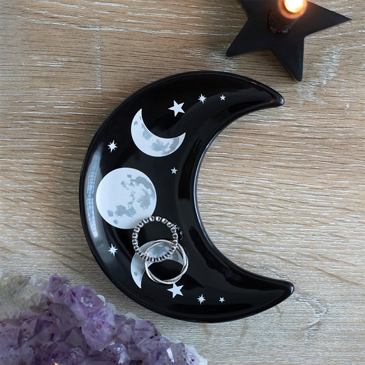 Crescent Moon Trinket Jewellery Dish. Gothic Gift For Her. Jewellery Storage.