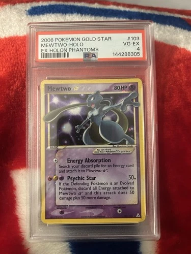 Pokémon Gold Star Mewtwo Star Holo Ultra Rare EX Holon Phantoms 103/110 PSA 2006
