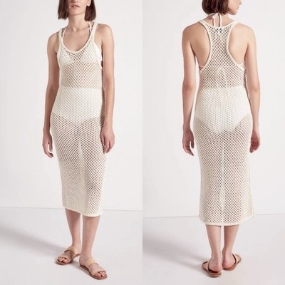 Current Elliott Blitzed Crochet Midi Dress Cream Size 1 XS Racerback Cover Up 