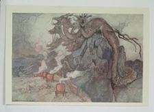 YAMATA NO OROCHI, EIGHT-HEADED DRAGON - 1923 Vintage Japanese Art Nouveau Print