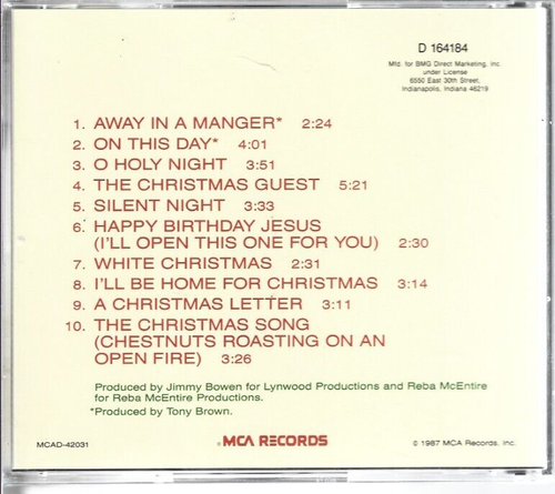 Merry Christmas to You by Reba McEntire 1995 - CD - VGC+ - Picture 2 of 2