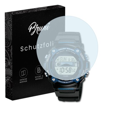 Bruni 2x Folie für Casio W-S210H-1AVEF Schutzfolie Displayschutzfolie