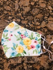 Floral face mask washable cotton with nose wire and adjustable Straps