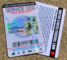 Service Dog Id Card Customized Holographic ESA  - USA FLAG SEAL - Vertical