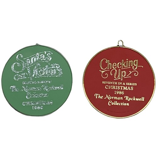 2 Hallmark Norman Rockwell Christmas Ornaments 1986 Checking Up 1980 Santa Visit - Picture 7 of 10