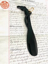 Vintage Bakelite Plastic Shoe Horn Figural Black Horse Head with Ring to Hang