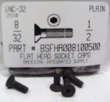 #8-32x1/2 Flat Head Hex Socket Cap Screws Alloy Steel Black (40)