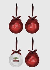 Rae Dunn Set Of 4 Christmas Ornaments  Home Sweet Home   80mm NIB