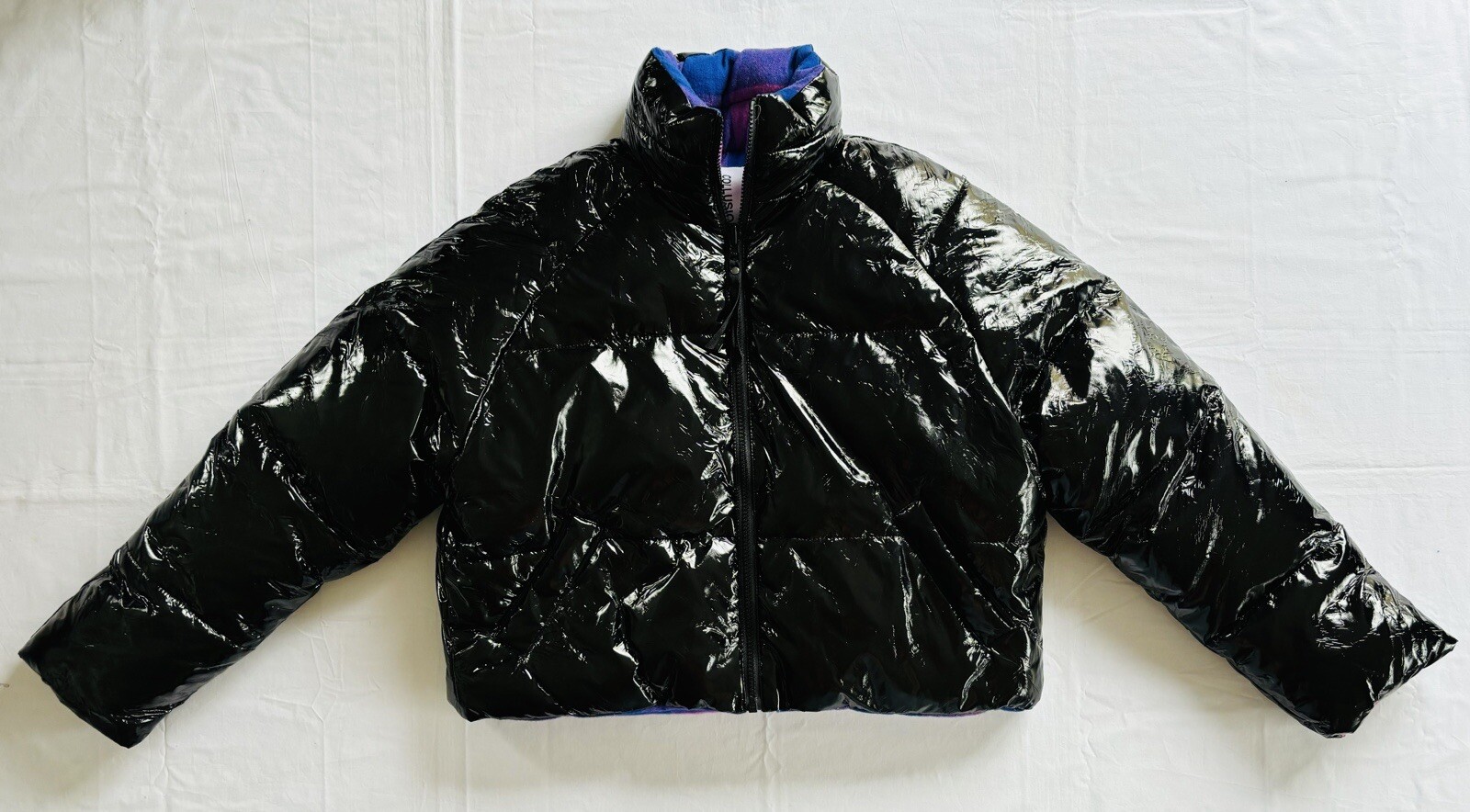 Collusion Reversible Check Puffer Jacket Purple B… - image 2