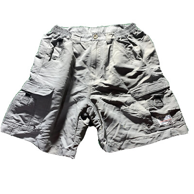 bimini bay shorts mens size 32 performance green gray cargo pockets  beach