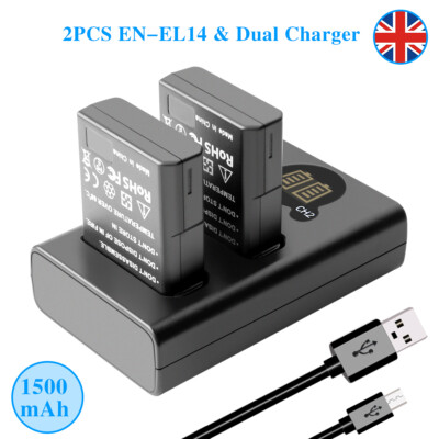 2-Pack EN-EL14 EN-EL14a Batteries with USB-C Dual 2-Pack EN-EL14 EN-EL14a Batteries with USB-C Dual