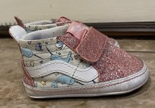 Vans Sea Glitter Baby Soft Bottom Sneakers Pink Glitter Baby Girl Size 4