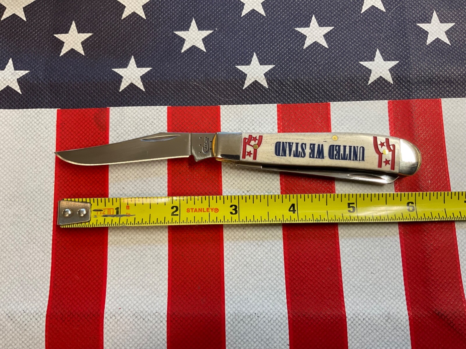 2015 CASE Pocket Knife United We Stand Natural Smooth Bone Mini Trapper