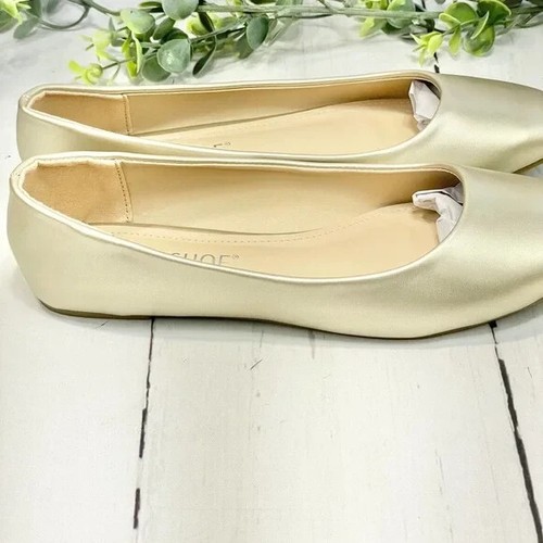 NEW MUSSHOE Womens Square Toe Ballet Flats Size 9.5 Gold Metallic Color - Picture 4 of 8