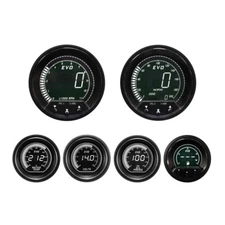 EVO Digital 6 Gauge Set GPS Speedometer White & Green LCD MPH °F PSI 85mm & 52mm