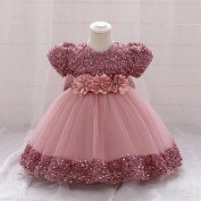 Princess Christening Baby Girls Sequin Dress Bridesmaid Wedding Party Clothes