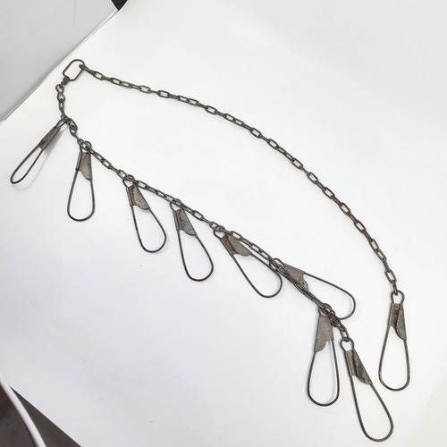 Vtg Metal Chain Link Fish Stringer 8 Snap Loop Clips ??" Long