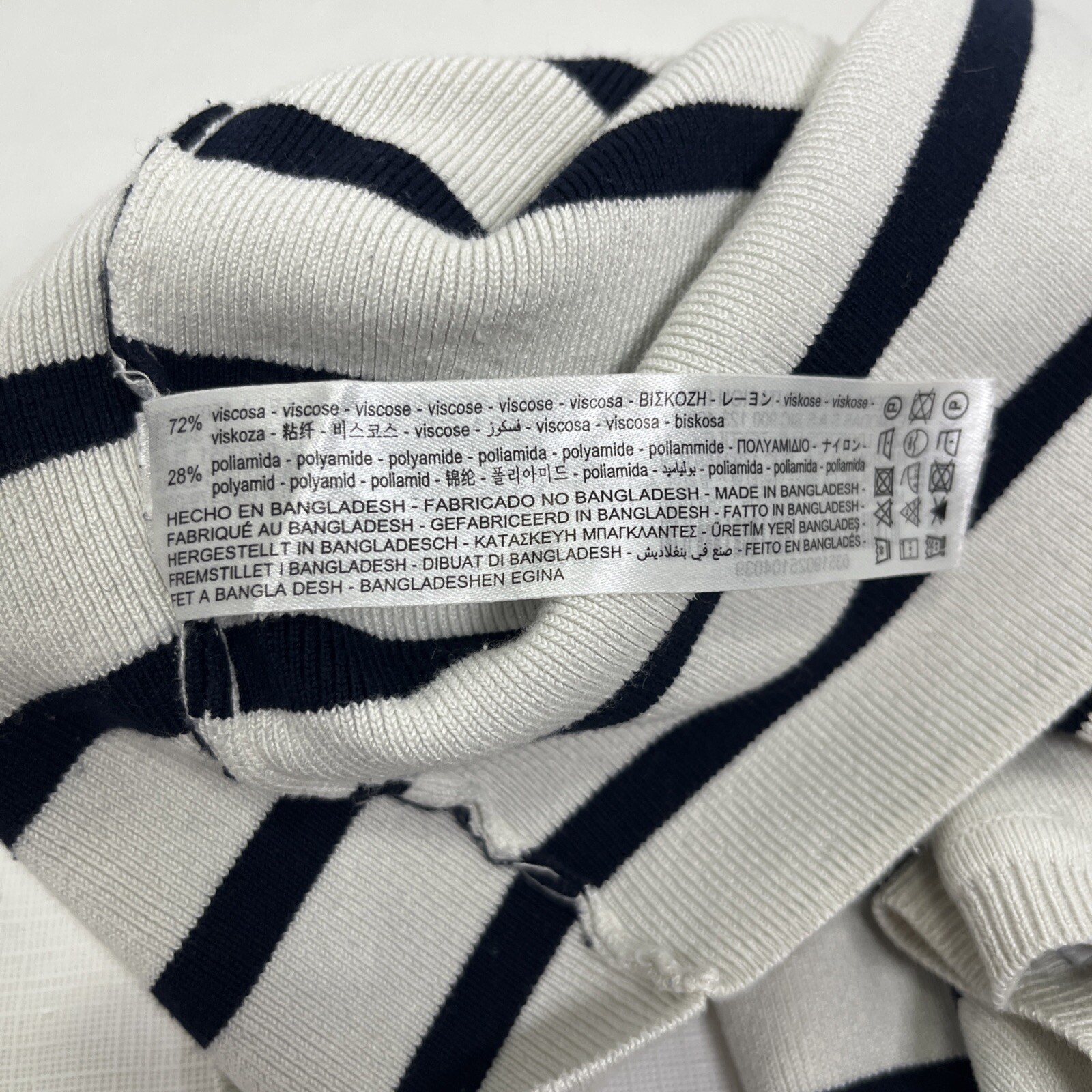 Zara Striped Basic Cropped Knit Top Medium Crew N… - image 5