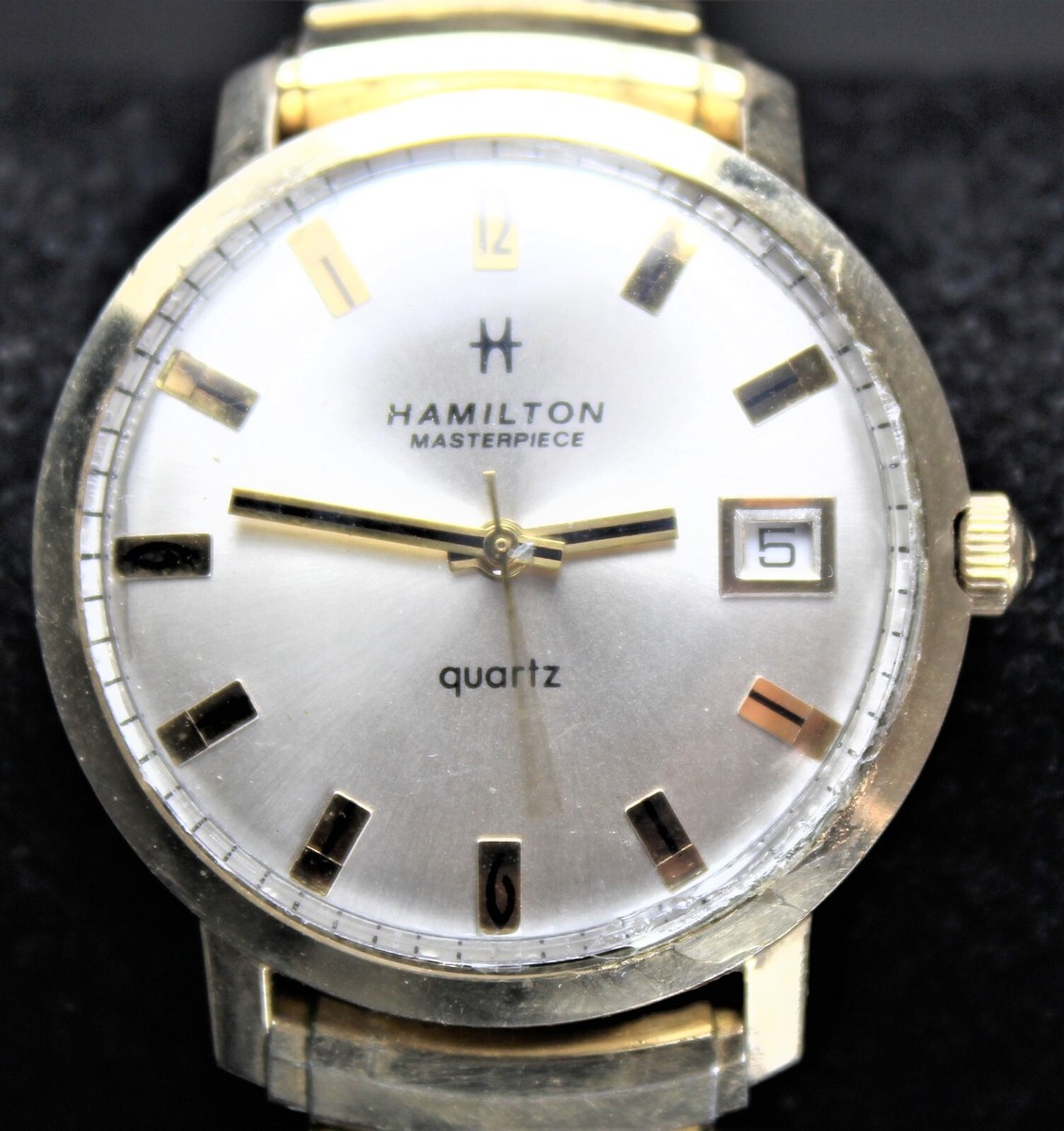 Hamilton Masterpiece Quartz Day 10k Gold Filled Man's Watch Runs