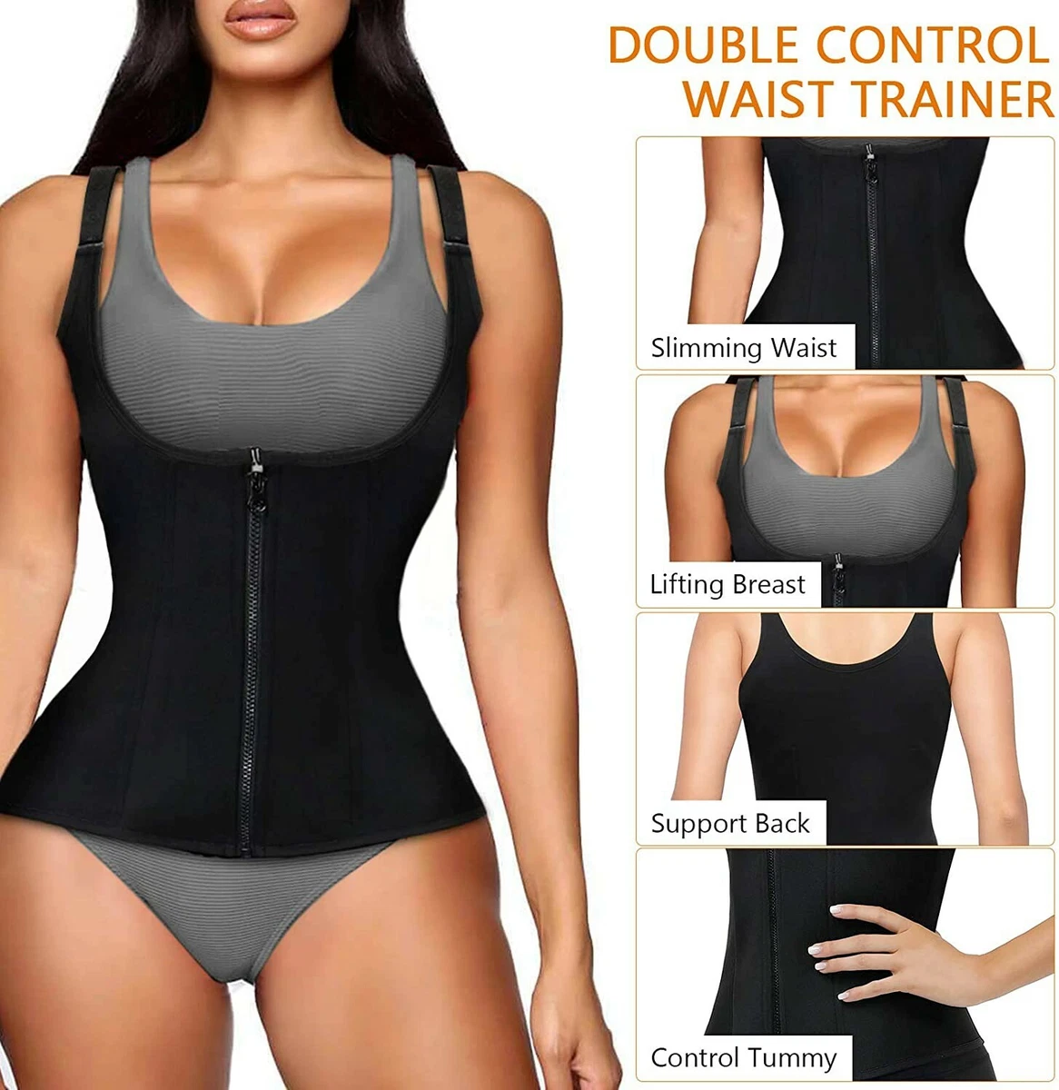 NEW Simiya Womens Waist Trainer Corset Zipper Vest Slim Body