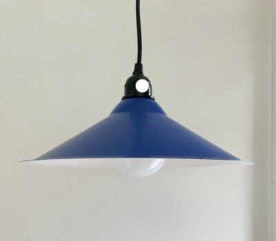 2 X NEW Ikea Lyra Pendant Lighting Blue Metal Industrial Ceiling Lamp 12 W RARE