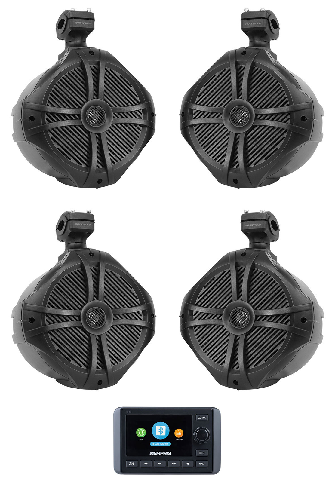 Многозонный морской Bluetooth-приемник Memphis SMC34 8 черных динамиков для вейкборда