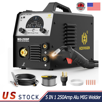HZXVOGEN 250Amp 5IN1 Aluminum pulse MIG Welder MMA TIG Gas Gasless MIG Welder