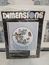 Vintage 1988 Dimensions Blossoms And Butterflies No Count Cross Stitch Kit