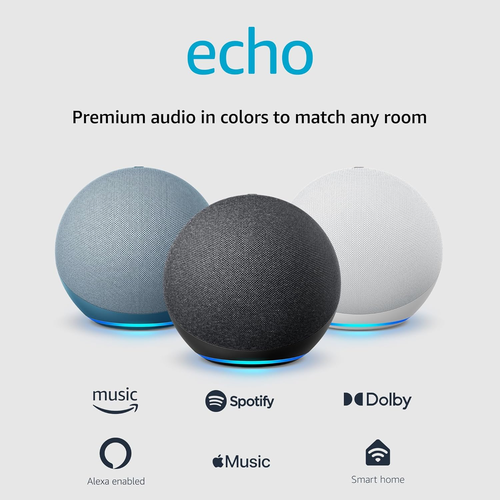 Echo (Newest Model), Alexa Speaker with Premium Sound, Ideal for Large Bedrooms, - Picture 8 of 12