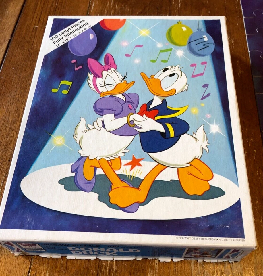 VINTAGE 1980 Whitman Walt Disney DONALD & DAISY DUCK DANCING PUZZLE 100 Pieces - Image 2 of 4