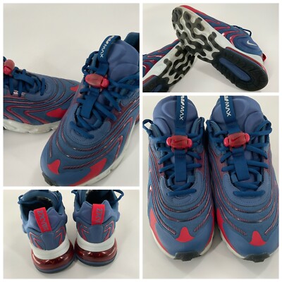Nike Air Max 270 React Sz 7 Men Blue Running Shoes CT1281-400 EUC YGI A2S-51