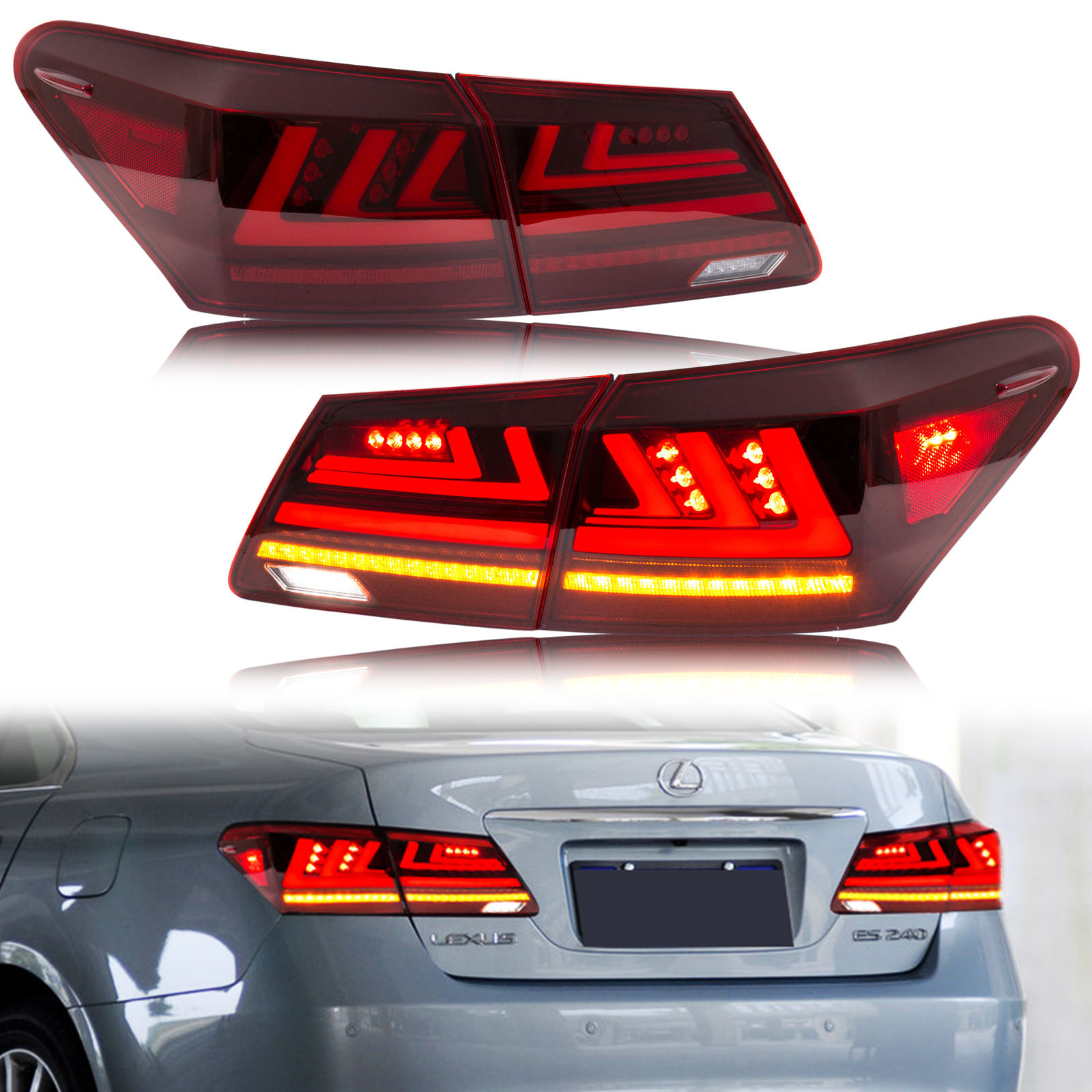 LED Red Tail Lights for Lexus ES350 ES330 20072012 Sequential Rear