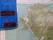 NORTH WALES Vintage Bartholomew's  Tourists & Cyclists Cloth Map 2 miles to 1"