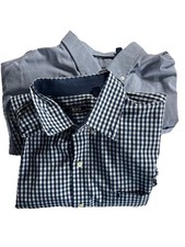 2 IZOD Button Up Shirt Blue XL Plaid Checkered Preppy Offic