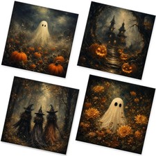 50Pcs Halloween Paper Napkins - 4 in1 Designs 2-Ply, 6.5 × inchs 4BYH
