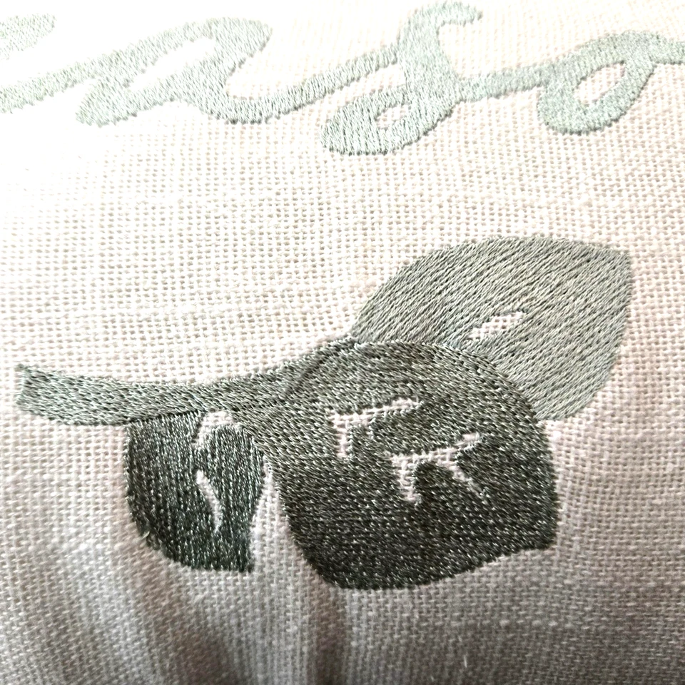 Cottage Core "Cozy Season" Woven 11.5x18.5 Green Embroidered Lumbar Throw Pillow - Image 3 of 4