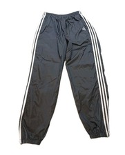 Vintage Adidas Track Pants Mens XLarge Black Nylon Tapered 3 Stripes Zip Legs.