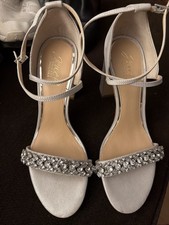 Jewel Badgley Mischka Block Heel Sandal sz 9.5 glitter