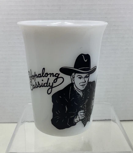 Vintage Hazel Atlas Hopalong Cassidy White Milk Glass Child Small 3.75"T 1950's