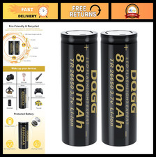 8800mAh 3.7V Rechargeable 26650 Battery - High Capacity Flat Top for Flashlights