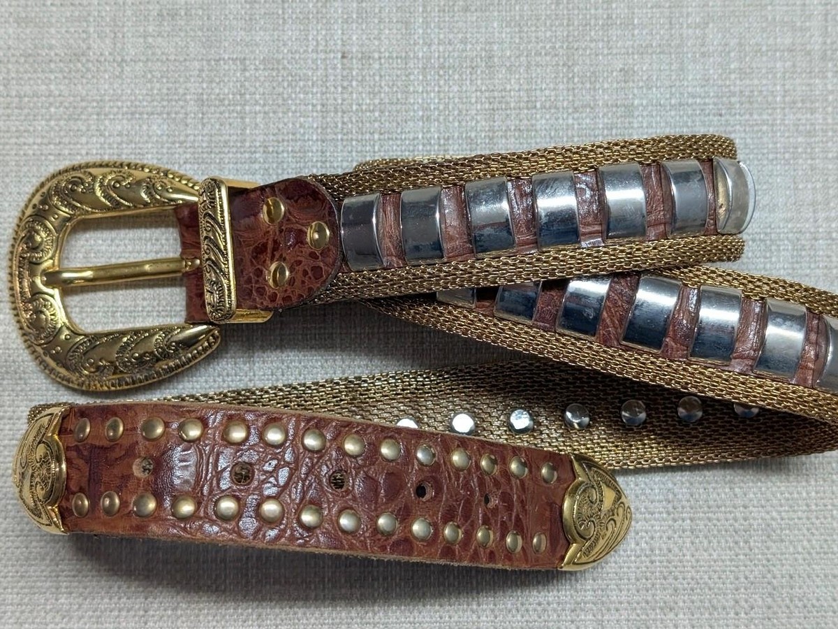 vintage ITALY made STUDDED chainmail mesh 30 alligator NANNI  display picture 3