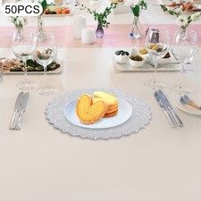 50PCS Silver Round Vintage Charger Plates Dinner For Parties, Weddings, Banquets